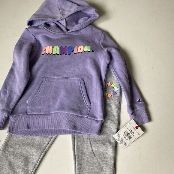 Champion Enchanted Lilac Kids Hoodie with Pink Tag Detail - Picture 1 of 5